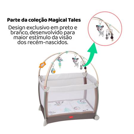 Imagem de Berço Cercado Portátil Bebe Infantil Criança 3 em 1 com 2 Regulagem Altura + Tapete Atividade + Mosquiteiro + Móbile + Bolsa