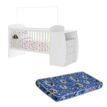 Berço-Cômoda com Colchão Incluso Colinho de Mãe Multimóveis Branco/Colorido Imagem de Berço-Cômoda com Colchão Incluso Colinho de Mãe Multimóveis Branco/Colorido