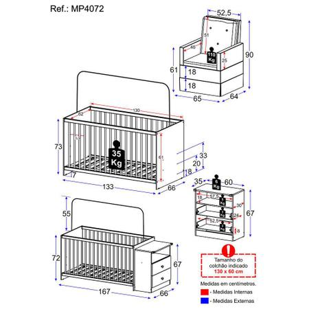 Imagem de Berço Cômoda com Poltrona de Amamentação Meu Bebê Multimóveis MP4072