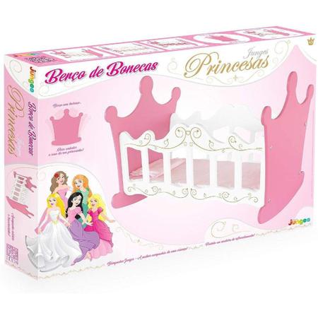 Imagem de Berço De Boneca De Madeira Princesas Rosa E Branco 416 - Junges