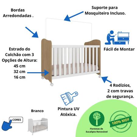 Imagem de Berço Infantil Americano 100% MDF Uli - Móveis Peroba
