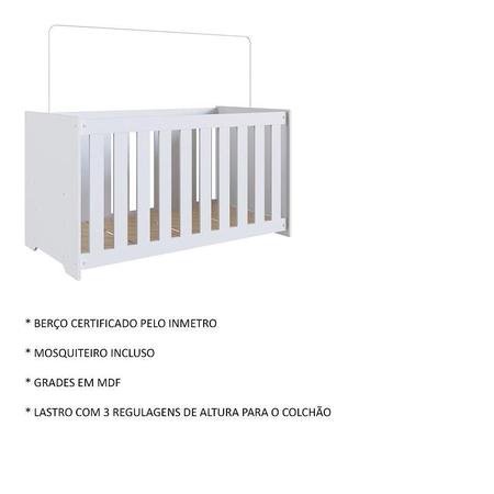 Imagem de Berço Infantil Bebê Aconchego 3 Regulagens de Altura Elegante Branco Completa Móveis