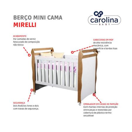 Imagem de Berço Mini Cama Mirelli Branco/Amadeirado Carolina Baby