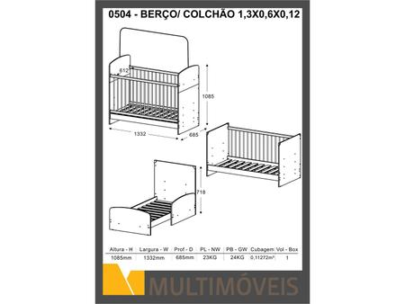 Imagem de Berço/Mini Cama Multimóveis 3 Níveis de Altura