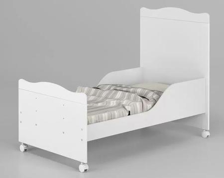 Imagem de Berço padrão americano 3 em 1 Mini Cama / Sofá cama com Suporte Mosquiteiro EDDY Linha Infantil com Rodízios Cor Branco brilho 100% MDF
