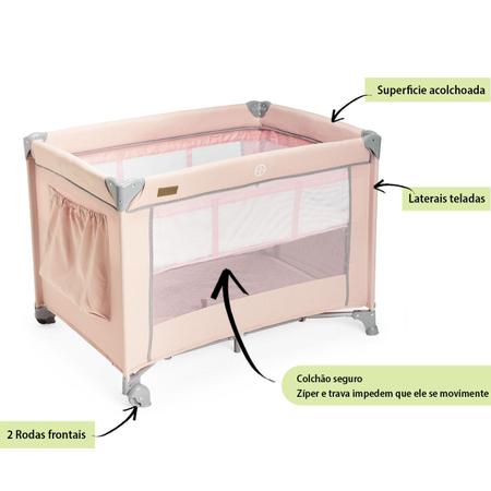 Berço Bebê Cercado Infantil 0 a 15Kg Com Ajuste de Altura Lado Telado  Portátil Mosquiteiro Sonata - Baby&Kids