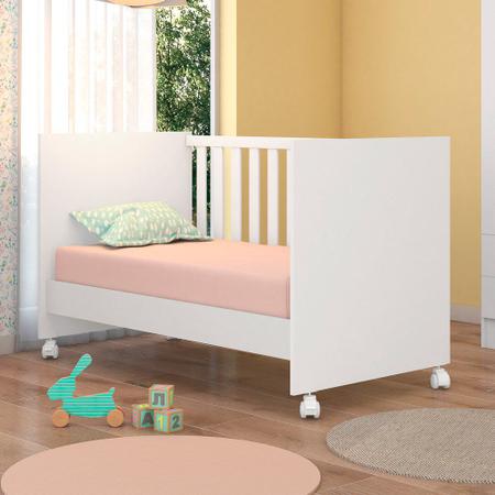 Imagem de Berço que Vira Mini Cama Certificado pelo Inmetro Doce Sonho com Rodizios Branco - Qmovi