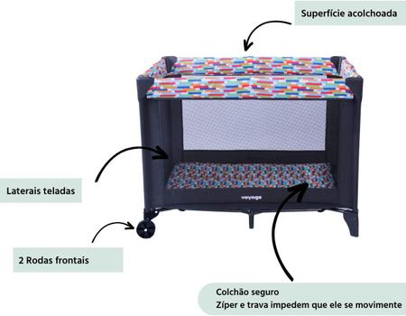 Berço Sleep Colorê 0 Meses a 10Kg com Mosquiteiro 2 Alturas - Voyage - Dorel Imagem de Berço Sleep Colorê 0 Meses a 10Kg com Mosquiteiro 2 Alturas - Voyage