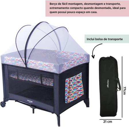 Berço Sleep Colorê 0 Meses a 10Kg com Mosquiteiro 2 Alturas - Voyage - Dorel Imagem de Berço Sleep Colorê 0 Meses a 10Kg com Mosquiteiro 2 Alturas - Voyage