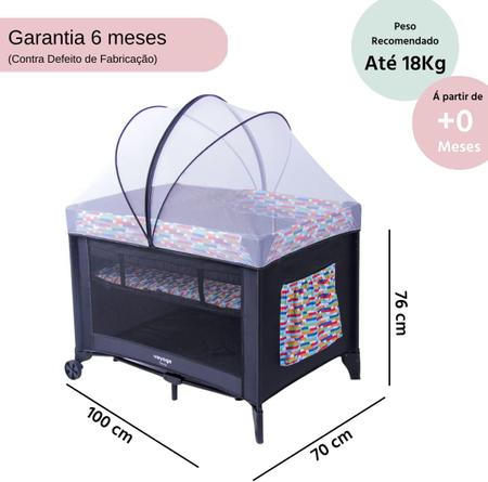 Imagem de Berço Sleep Colorê 0 Meses a 10Kg com Mosquiteiro 2 Alturas - Voyage