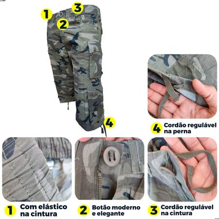 Shorts Cargo Masculino: Design Tático Militar com Bolsos Multiuso e Co