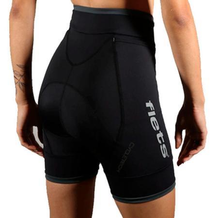 Imagem de Bermuda Ciclismo Feminina Flets Basic Compression F Estanho Cintura Alta e Bolso