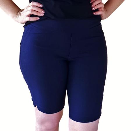 Bermuda Feminina Social Short Comprido Bolso Elastano MADALIH