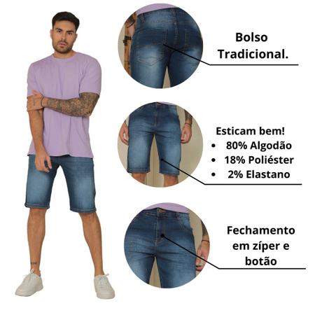 Imagem de Bermuda Jeans Masculina Slim Fit Com Elastano Moda Verão Top