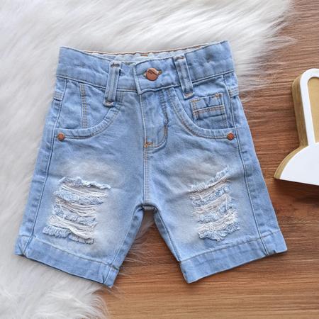 Bermuda Jeans Menino Masculina Rasgado Destroyed Infantil DANY E