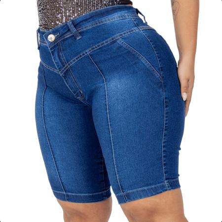 Bermudão Jeans Plus Size Levanta Bumbum Com Elastano - Restrito Jeans