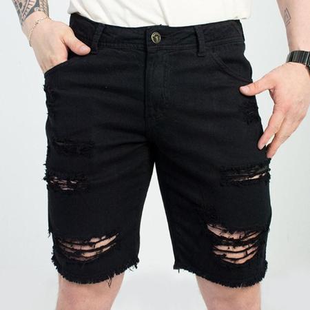 Bermuda Masculina Jeans Detalhe Rasgada Desfiada Oceano Bermuda