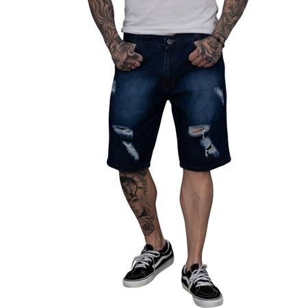 Imagem de Bermuda Masculina Jeans Rasgada Confortável Despojado