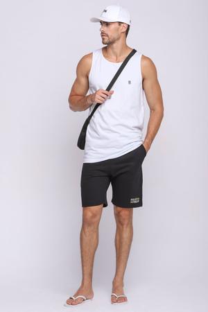 Bermuda Masculina Moletom Silk Barra Polo Wear Preto Bermuda
