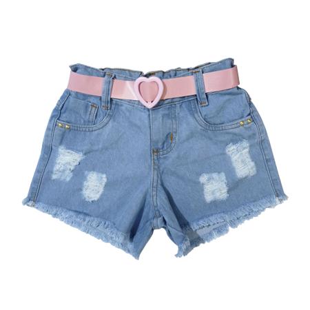 Bermuda Short Jeans Feminino Infantil Destroyed 2 a 16 Anos Dani