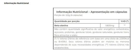 Imagem de Beta Alanina 120 Capsulas de 500mg Vitafor