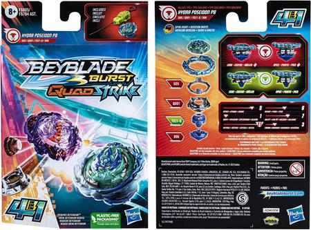 Conjunto De Piões - Beyblade Burst QuadStrike - Emboscada Udyog E Cadeia  Poseidon - 4 Em 1 - Hasbro