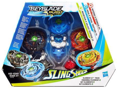 Beyblade Burst Slingshock Lançador Ataque Preciso + Kit Elemento X Hasbro -  Tornado Gyro - Pião de Batalha - Magazine Luiza