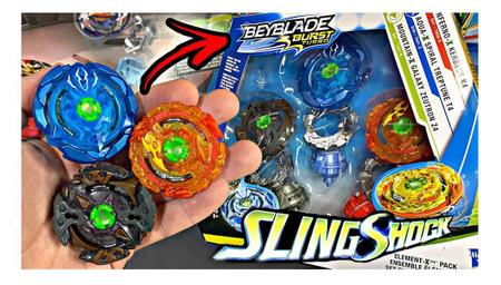 Beyblade Burst Slingshock Lançador Ataque Preciso + Kit Elemento X Hasbro -  Tornado Gyro - Pião de Batalha - Magazine Luiza