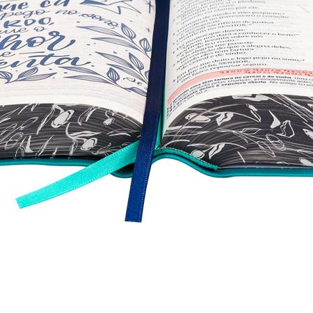 Imagem de Bíblia da Mulher - Nova Edição NAA Azul Turquesa Tulipa - Tamanho Portátil