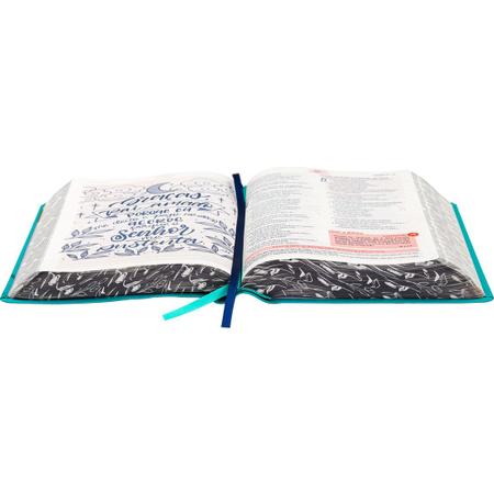 Imagem de Bíblia da Mulher - Nova Edição NAA Azul Turquesa Tulipa - Tamanho Portátil