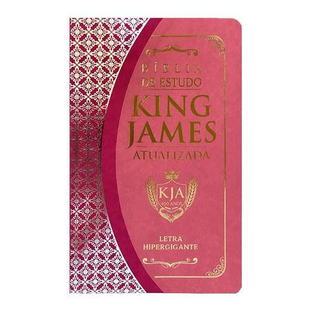 Imagem de Bíblia de Estudo King James Atualizada  Letra Hipergigante  Capa PU  Rosa e Pink