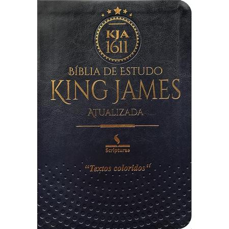 Imagem de Bíblia de Estudo King James Atualizada  Letra Normal  Capa Luxo Preta - Scripturae