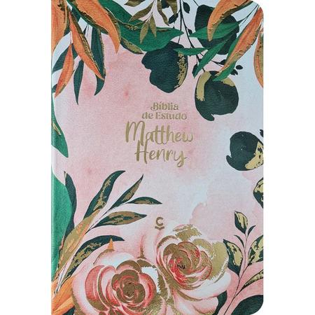 Imagem de Bíblia de Estudo Matthew Henry  ARC  Letra Normal  Capa Luxo Floral