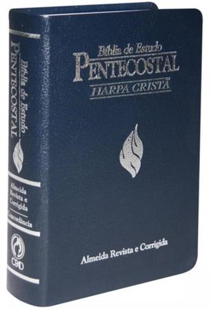 Imagem de Bíblia de estudo Pentecostal média   Harpa cristã   Revista e corrigida (Luxo/Azul)  CPAD