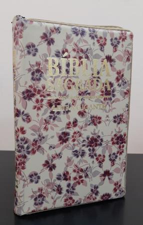 Bíblia letra gigante - capa com zíper floral bege com roxo - Outros Livros  - Magazine Luiza