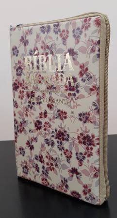 Bíblia letra gigante - capa com zíper floral bege com roxo - Outros Livros  - Magazine Luiza