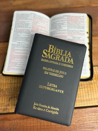 Biblia Letra Hiper Gigante ARC Harpa E Corinhos Zíper Preta - - Bíblia -  Magazine Luiza