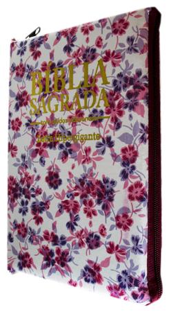 Bíblia letra gigante - capa com zíper floral bege com roxo - Outros Livros  - Magazine Luiza