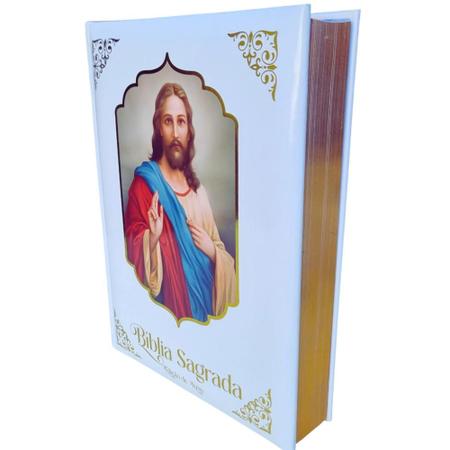Imagem de Bíblia Sagrada Católica Grande - Capa Branca Edição Luxo