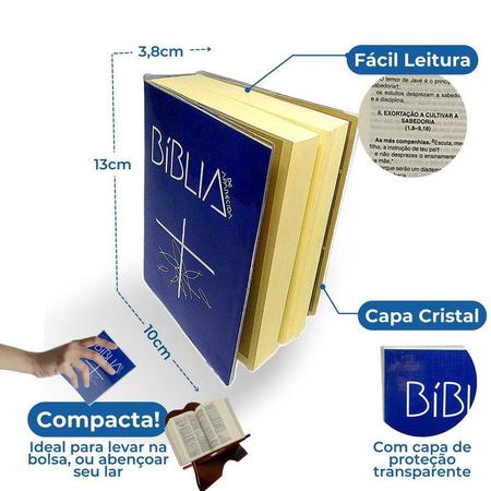 Imagem de Bíblia Sagrada Católica Pequena Azul De Bolso Aparecida 13cm