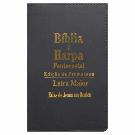 Imagem de Bíblia Sagrada Edição Promessas com Harpa Pentecostal Letra Maior Falas de Jesus em Realce Capa Dura Editora King Cross