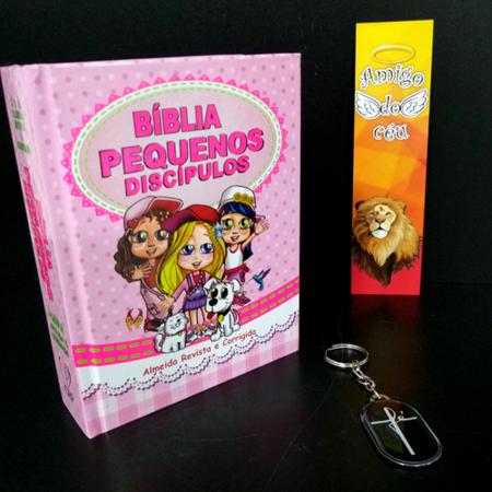 Imagem de Biblia sagrada infantil pequenos menina discipulos rosa kit