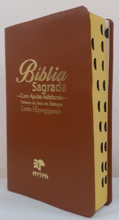 Imagem de Bíblia sagrada letra hipergigante - capa luxo caramelo