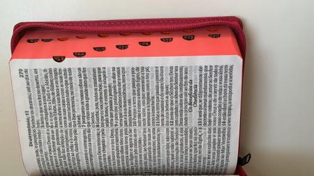 Imagem de Bíblia Sagrada  Letra Hipergigante  Harpa Cristã  Zíper  Índice  Vermelho Neon