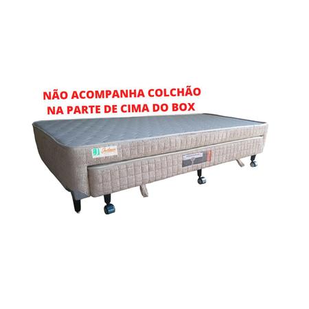 Imagem de Bicama Box Solteiro Castor Espuma D28 Acoplada Premium Bege 88x188x40 ( Linha Luxo - Cama 2x1 Resistente)