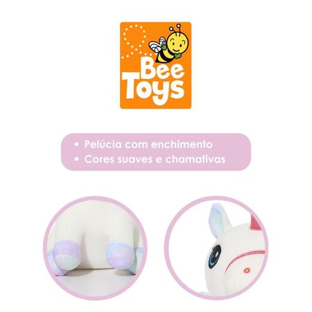 Imagem de Bicho De Pelúcia Unicórnio Macio E Antialérgico Sentado C/ Asas - 33cm - Bee Toys