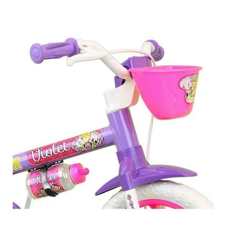 Imagem de Bicicleta Aro 12 Violet Com Rodinhas e Squeeze - Nathor