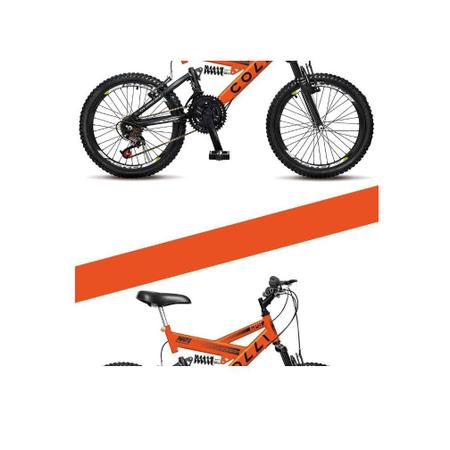 Imagem de Bicicleta Aro 20 Aço 21 Marchas GPS Dupla Suspensão Freio V-Brake Laranja Colli Bike