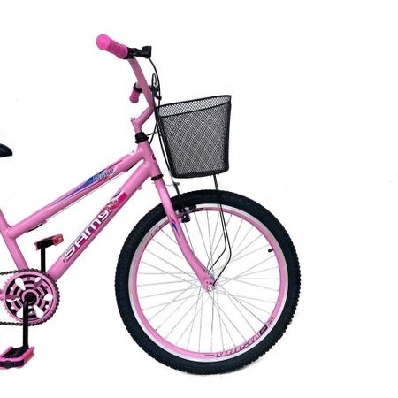 Bicicleta Aro 24 Femenina Menina Juvenil Cestinha Freios V Brake