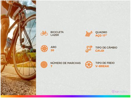 Bicicleta Aro 26 Caloi A20 Aspen Easy Freio V Brake 7 Marchas